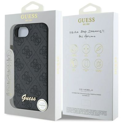 8. Guess 4G Script Logo MagSafe iPhone 16e Hülle - Schwarz