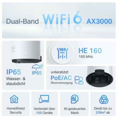 6. TP-Link Deco X50-Outdoor Dualband (2,4 GHz/5 GHz) Wi-Fi 6 (802.11ax) Weiß 1 Innenbereich