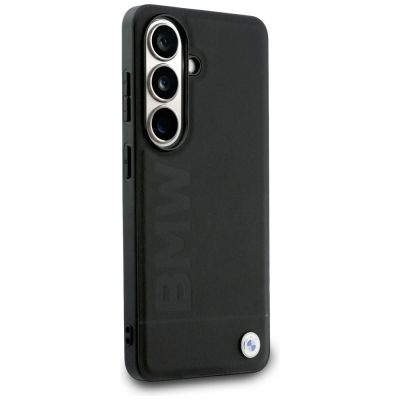 4. BMW Leder-MagSafe-Hülle mit Heißprägung für Samsung Galaxy S26 Plus – Schwarz