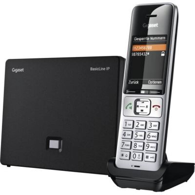 4. Gigaset BasicLine IP + COMFORT 500HX DECT-Telefon mit Anrufernamen und --ID, Schwarz/Silber