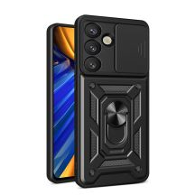 Hybrid Armor Camshield mit Ständer und Kameraabdeckung für Nothing Phone (3a) 5G - Schwarz