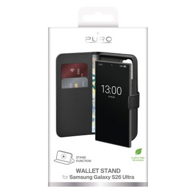 2. Puro Öko-Lederhülle für Samsung Galaxy S26 Ultra mit Brieftasche – Schwarz