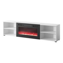 POLO TV-Schrank 200x33x50,5 weiß + schwarzer Kamin