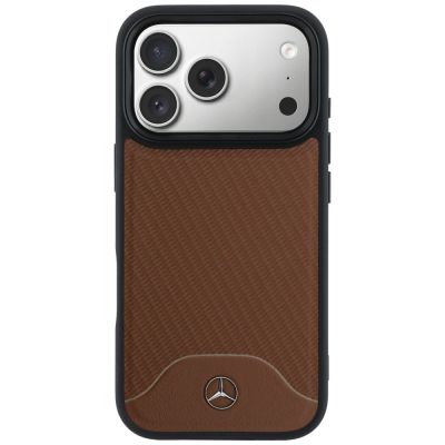 3. Mercedes Leder-Holzoptik- und Curve MagSafe-Hülle für iPhone 17 Pro Max – Braun