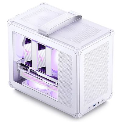 2. Jonsbo C6 MAX PC-Gehäuse, Mini-Gehäuse, Micro-ATX, gehärtetes Glas – Weiß