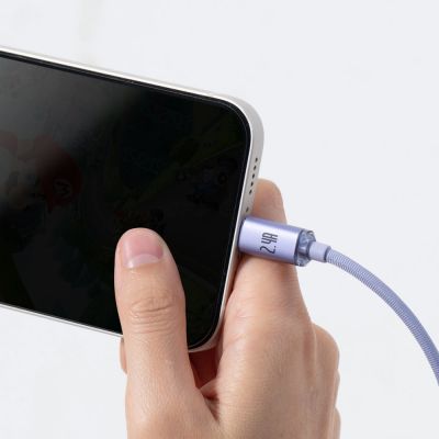 7. Baseus Crystal Shine Series Kabel USB-Kabel für schnelles Aufladen und Datenübertragung USB Typ A - Lightning 2.4A 2m lila (CAJY000105)