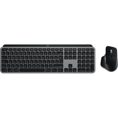 9. Logitech Master MX Keys S Combo für Mac (Tastatur und Maus inklusive), Heim-/Büro-Kombination, kabellos (RF) + Bluetooth, QWERTZ-Tastatur (American International), Aluminium, Schwarz