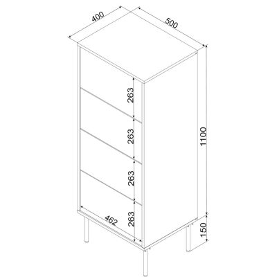4. Kommode 4S TRESSE 50x40x125 Kaschmir matt