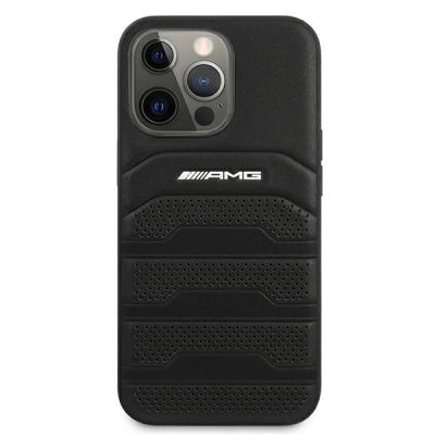 3. AMG Lederhülle mit geprägten Linien für iPhone 13 Pro / iPhone 13 – Schwarz