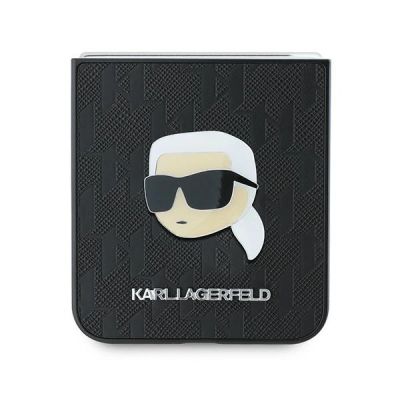 5. Karl Lagerfeld Saffiano Monogram Hülle für Samsung Galaxy Z Flip 6 – Schwarz