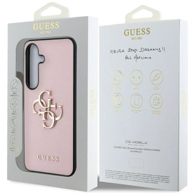 8. Guess Grained Big 4G Logo Small Classic Logo Hülle für Samsung Galaxy S25 rosa