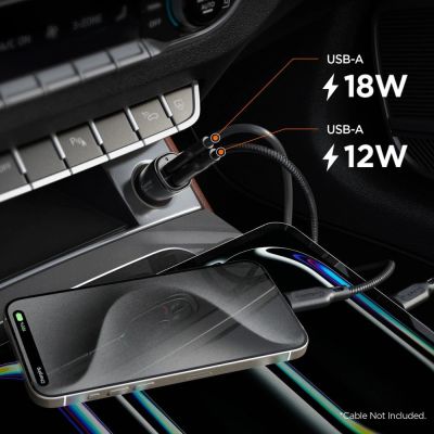 6. Spigen Essential EV302 30W 2-Port USB-A Autoladegerät – Schwarz