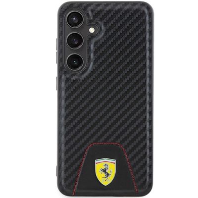 3. Ferrari Carbon Stitched Bottom Case für Samsung Galaxy S24 – Schwarz