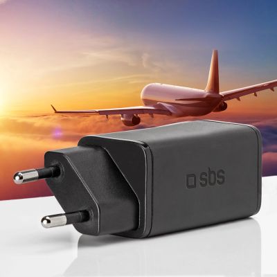4. SBS TETRGAN1C65W 65-W-GaN-Wandladegerät mit Power Delivery – Schwarz