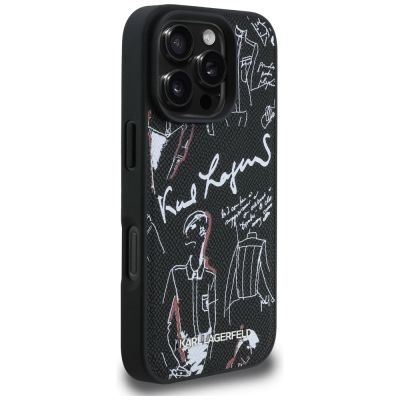4. Karl Lagerfeld MagSafe-Hülle mit Narbenmuster und Logo für iPhone 16 Pro Max – Schwarz