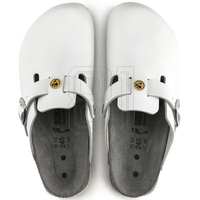 8. Birkenstock Boston ESD White Damen Clogs Naturleder schmale medizinische Hausschuhe (0061378)