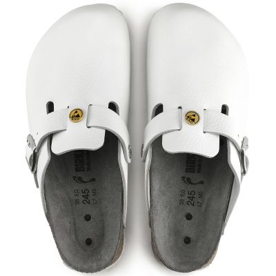 8. Birkenstock Boston ESD White Damen Clogs Naturleder schmale medizinische Hausschuhe (0061378)