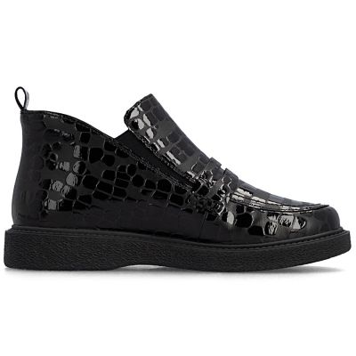 2. Damen-Ankle-Boots aus Lackleder, Krokodilmuster, schwarz, Rieker 71150-00