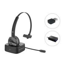 Conceptronic POLONA03BDA Kopfhörer/Headset Kabelloses Kopfband Bluetooth-Ladegerät für Büro/Callcenter Schwarz