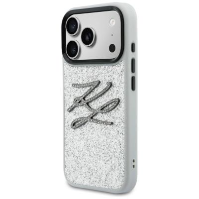 2. Karl Lagerfeld IML Glitter KL Diamond Logo Hülle für iPhone 17 Pro - Silber