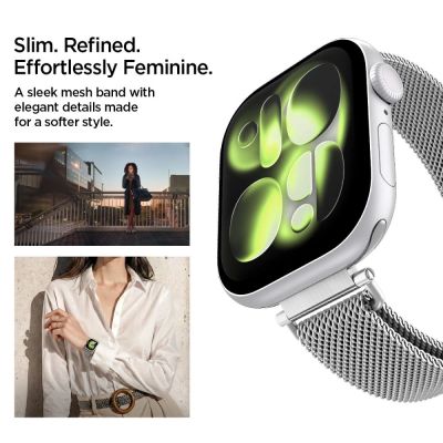 6. Spigen WBM4 Armband für Apple Watch (40 / 41 / 42 mm) – Silber
