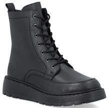 Schwarze Damen-Ankle-Boots aus Leder mit Plateau, Rieker 70410-00