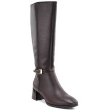 Braune Damen-Lederstiefel mit hohem Absatz, Sergio Leone KZ-31-S