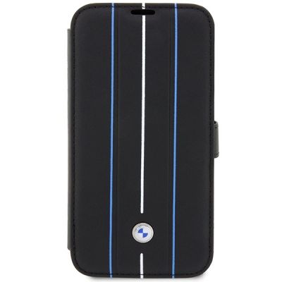 2. Tasche BMW BMBKP14L22RVSK iPhone 14 Pro 6.1" schwarz/schwarz Büchertasche Leder Stamp Blue Lines