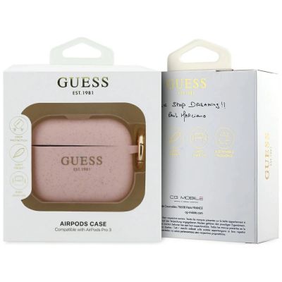 4. Guess Silikon-Glitzerringhülle für AirPods Pro 3 – Pink