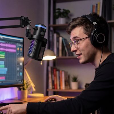 10. BOYA CastMic G40B Kabelgebundenes USB-C-Gaming-Mikrofon mit Mikrofonarm – Schwarz