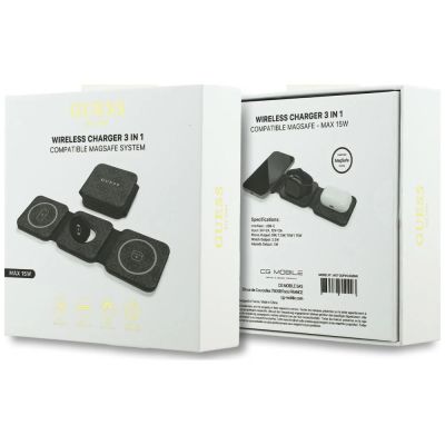 5. Guess 4G 3-in-1 15W MagSafe Kabelloses Ladegerät – Schwarz