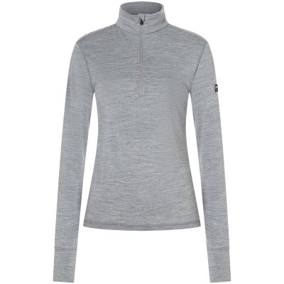 3. Damen-Thermo-Langarmshirt SUPER.NATURAL W TUNDRA175 ZIP 1/4 grau