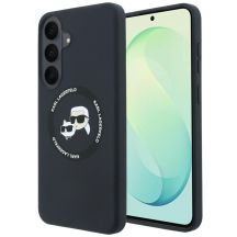 Karl Lagerfeld Silikonhülle mit Karl&Choupette-Motiv und MagSafe-Design für Samsung Galaxy S26 FE – Schwarz