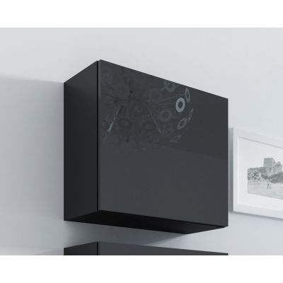 VIGO quadratische Vitrine 50/50/30 schwarz/glänzend schwarz