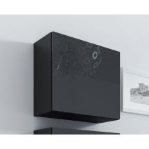 VIGO quadratische Vitrine 50/50/30 schwarz/glänzend schwarz