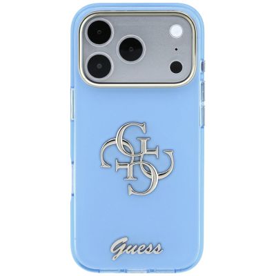 3. Guess IML 4G Script Metallhülle für iPhone 18 Pro Max / 17 Pro Max – Hellblau