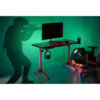 7. RGB-LED-NanoRS-Gaming-Schreibtisch, Schwarz, Groß, 100 kg max., Höhe 760 mm, RS163