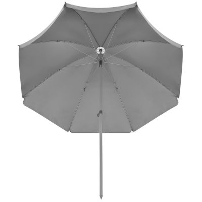 21. Gartenmöbel-Set: Tisch, 4 Stühle und grauer Sonnenschirm