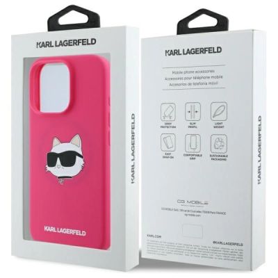 8. Karl Lagerfeld Silikon Choupette Head MagSafe Hülle für iPhone 16 Pro – Rosa