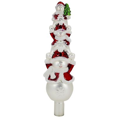 2. Gläserner Christbaumspitzen-Aufsatz 3 Schneemänner 28 cm