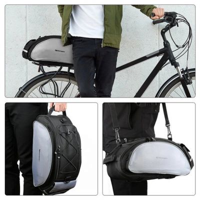 12. Wozinsky Fahrrad-Gepäcktasche mit Schultergurt, 13 l, Schwarz (WBB1BK)