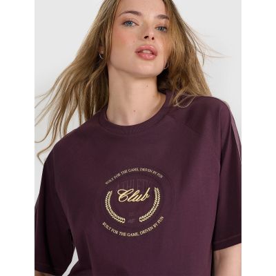 3. Oversize-T-Shirt für Damen mit Print, Größe 4F 4FRSS25TTSHF2791-50S