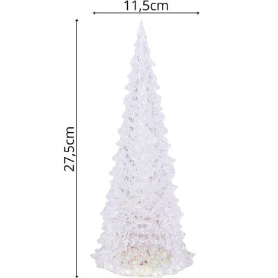 16. Dekorativer Weihnachtsbaum, transparent, warmweiß, 27 cm