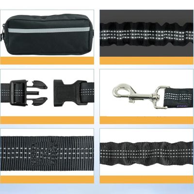 6. Wozinsky WPST-01 Hüftgurt mit Tasche und elastischer Leine zum Joggen mit Hund – Schwarz