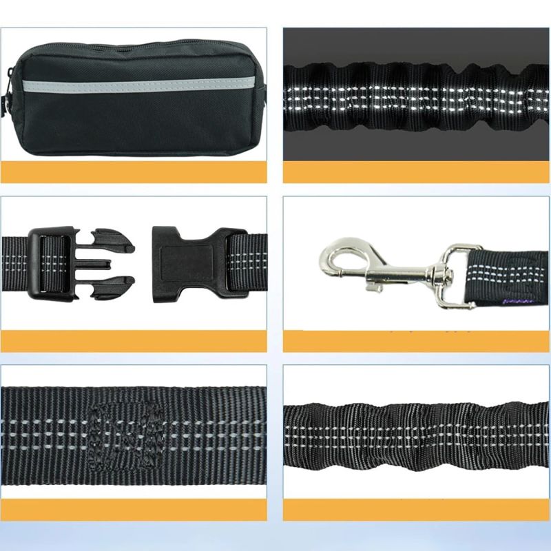 6. Wozinsky WPST-01 Hüftgurt mit Tasche und elastischer Leine zum Joggen mit Hund – Schwarz