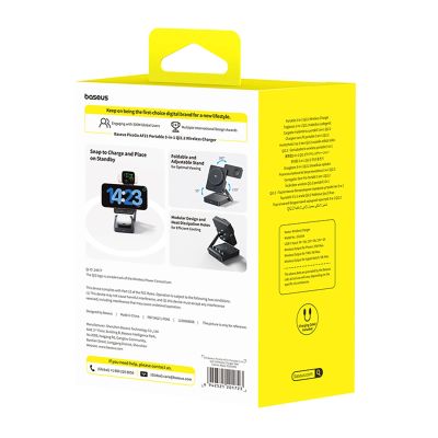 11. Baseus PicoGo AF21 3-in-1 Qi2.2 35W Wireless-Ladegerät mit 45W EU-Netzteil und 1m USB-C-Kabel – Schwarz