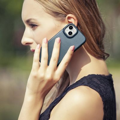 30. iCarer CE Oil Wax Premium Leather Folio Case iPhone 14 Plus magnetische Klapphülle MagSafe blau (AKI14220707-BU)