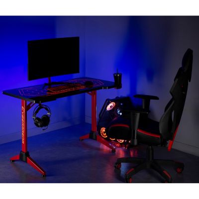 6. RGB-LED-NanoRS-Gaming-Schreibtisch, Schwarz, Groß, 100 kg max., Höhe 760 mm, RS163
