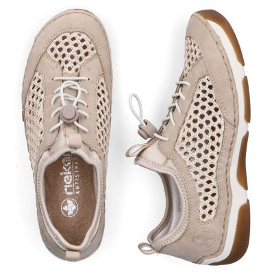3. Bequeme Damenschuhe mit Lochmuster, beige, Rieker 55960-60