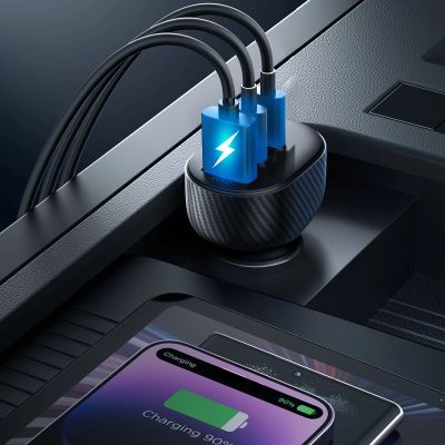 11. Joyroom JR-CCD04 30W 2x USB-C USB-A Autoladegerät mit Display - Schwarz
